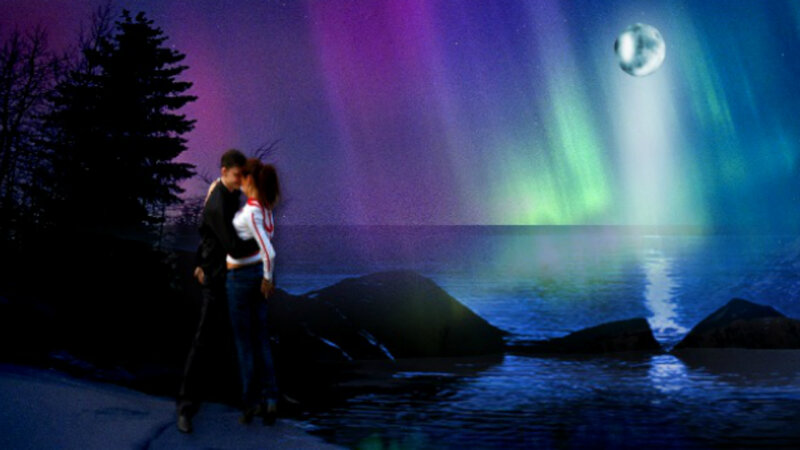 Couple Kissing by Water