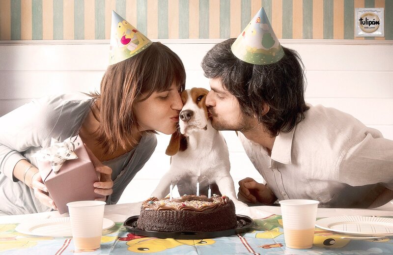 Couple Kissing Dog