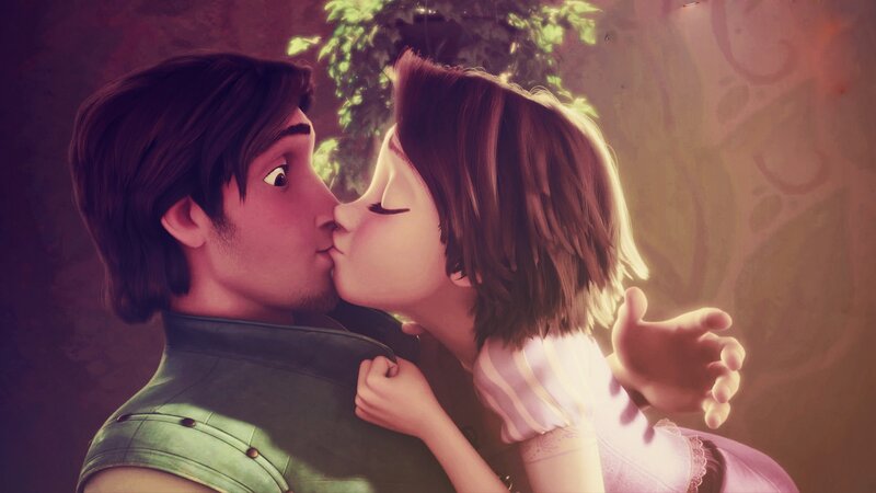 Couple Kissing — Green, Romantic, Sunset