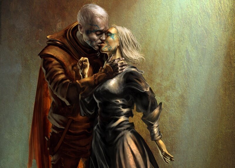 Couple Kissing in Armor