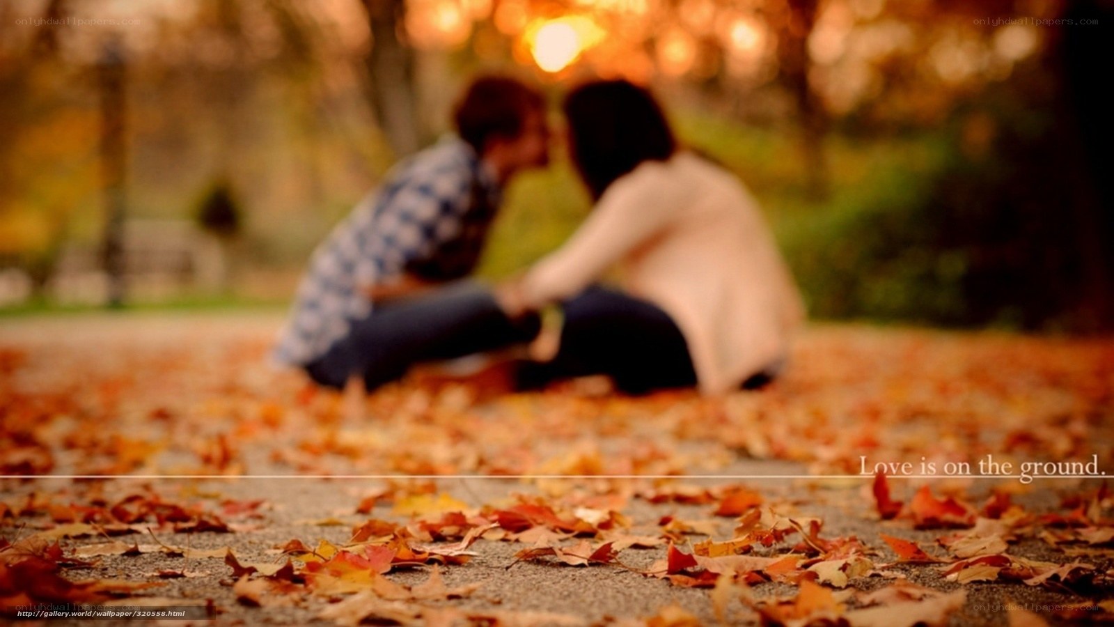 Couple kissing in autumn