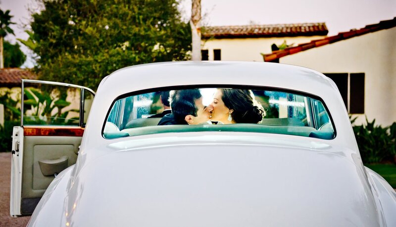 Couple Kissing in Car — White, Romantic