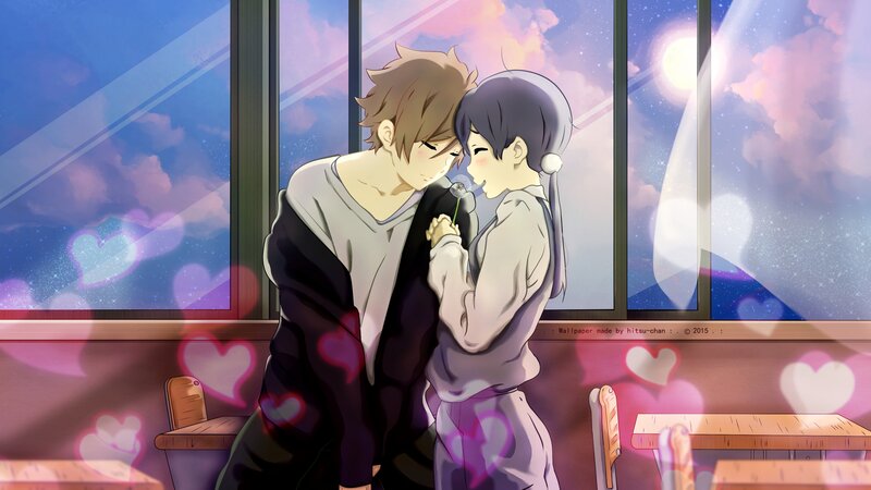 Couple Kissing in Classroom — Purple