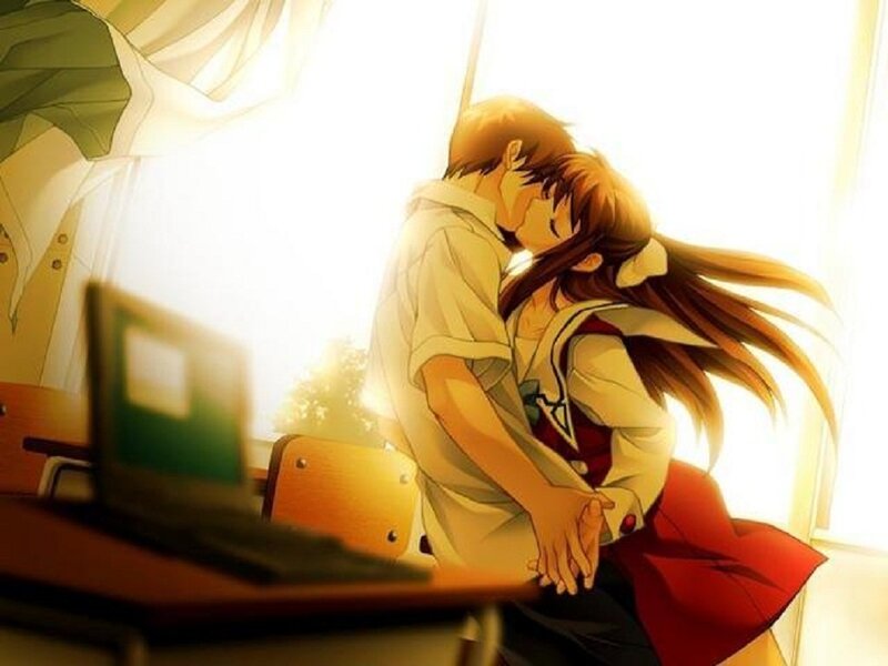 Couple Kissing in Classroom — Yellow