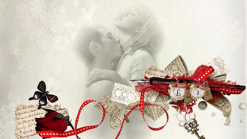 Couple Kissing in Collage