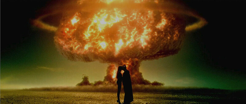 Couple Kissing in Desert — Orange