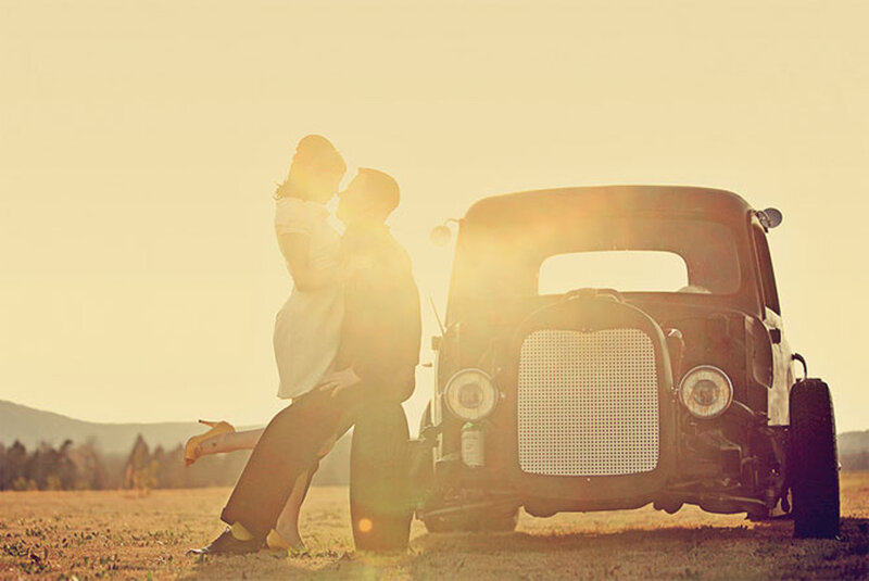 Couple Kissing in Field — Yellow