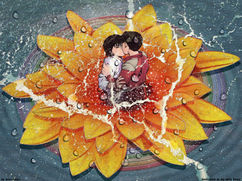 Couple Kissing in Flower