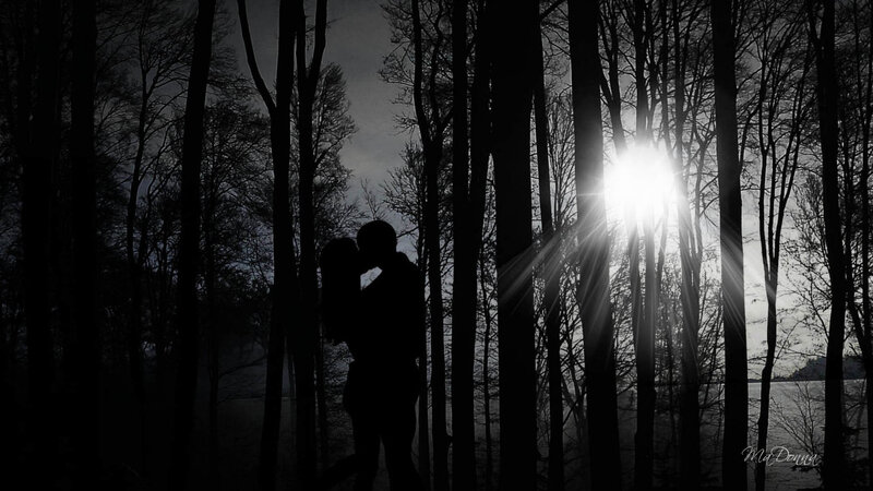 Couple Kissing in Forest — Black