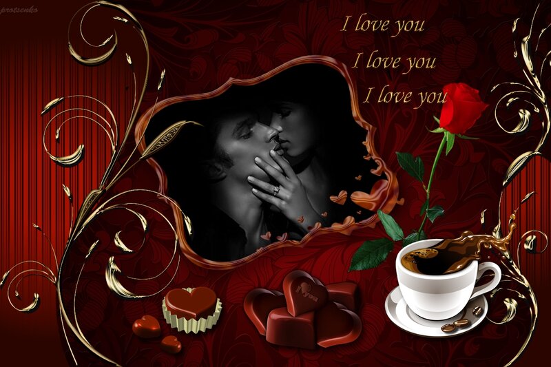 Couple Kissing in Frame — Red