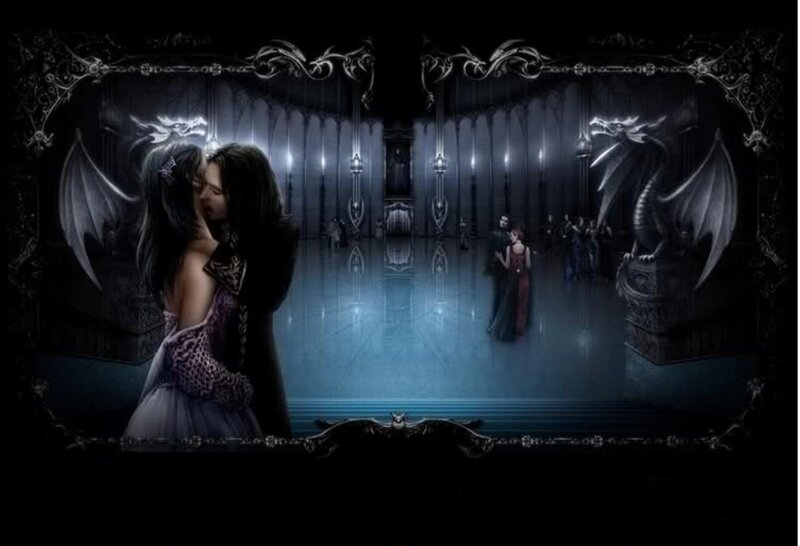 Couple Kissing in Hall