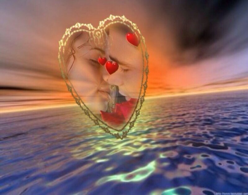 Couple Kissing in Heart — Blue