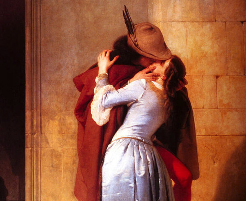 Couple Kissing in Painting — Brown