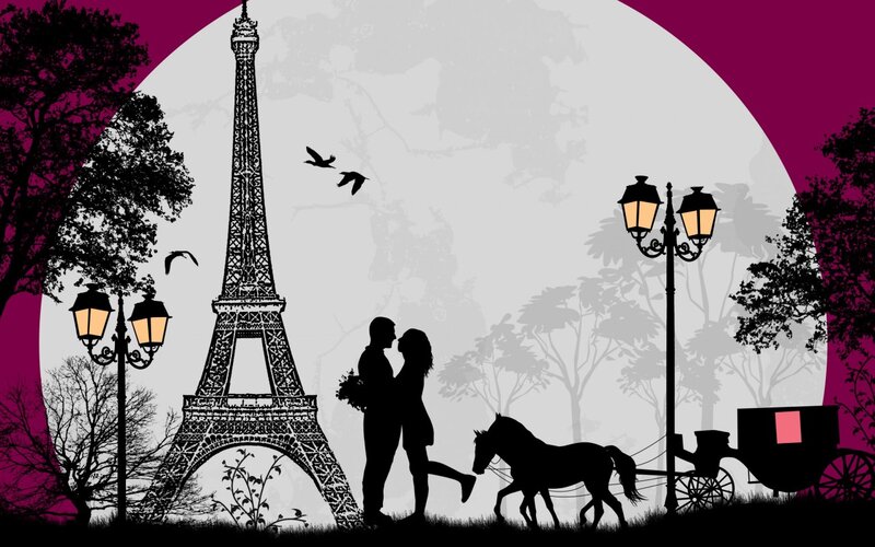 Couple Kissing in Paris
