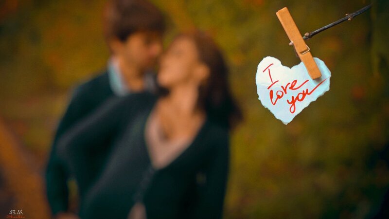 Couple Kissing in Park — Green, Romantic, Autumn