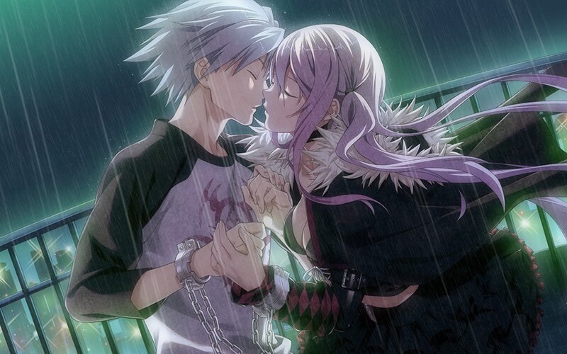 Couple Kissing in Rain — Purple