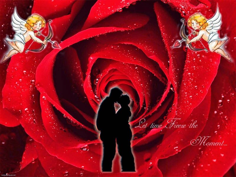 Couple Kissing in Rose — Red