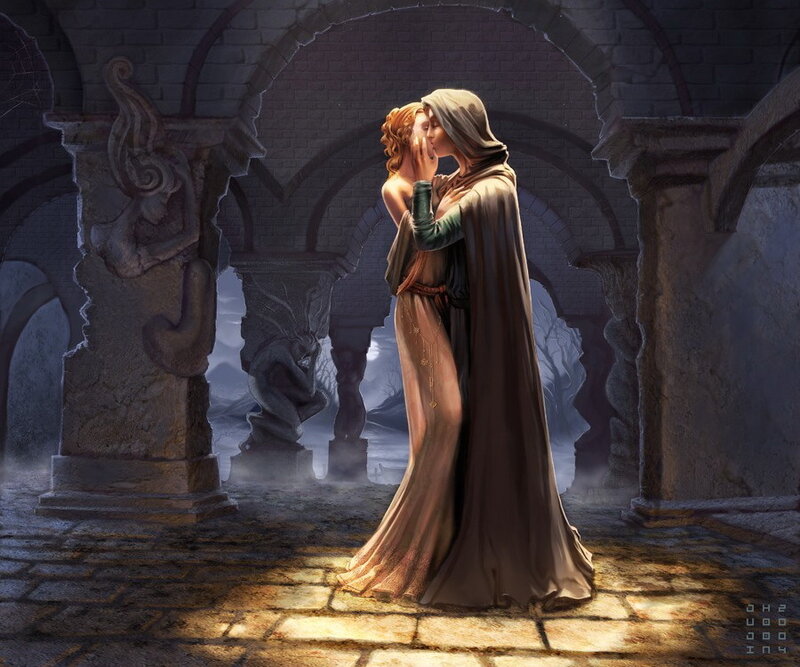 Couple Kissing in Ruin