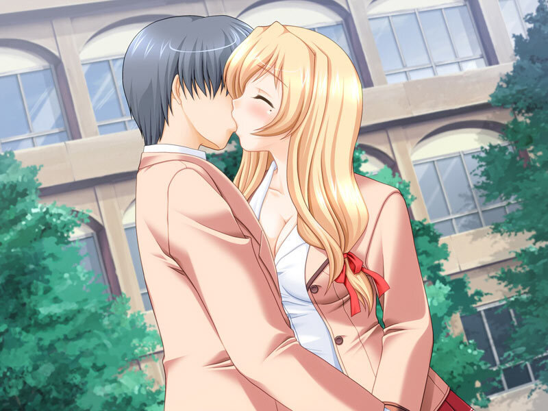 couple kissing in school
