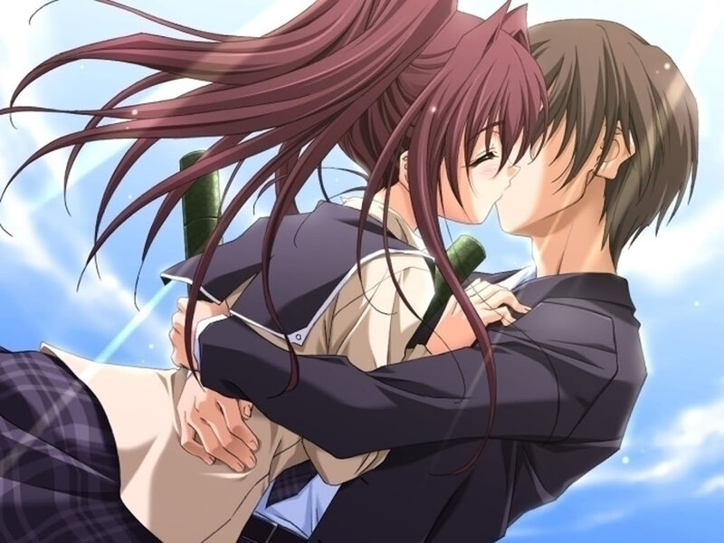 Couple Kissing in School Uniforms