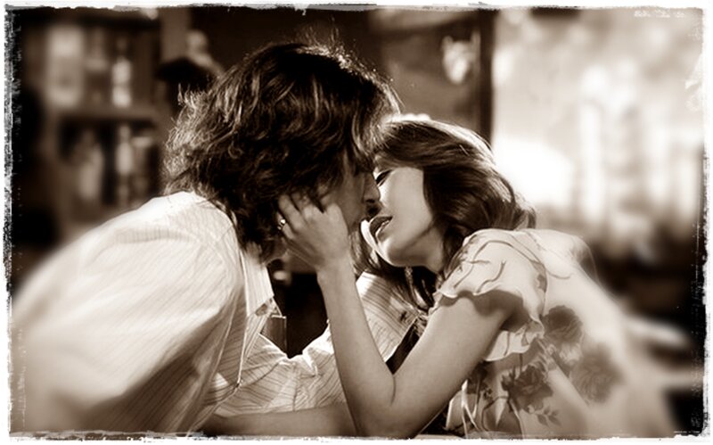 Couple Kissing in Sepia