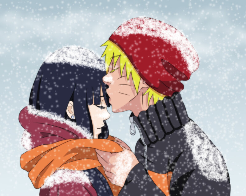 Couple Kissing in Snow — White, Romantic