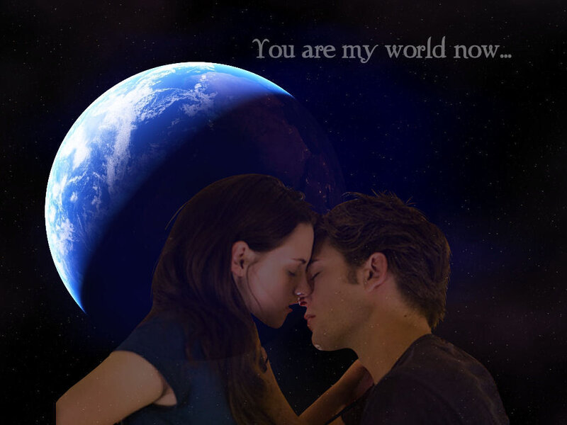 Couple Kissing in Space — Blue