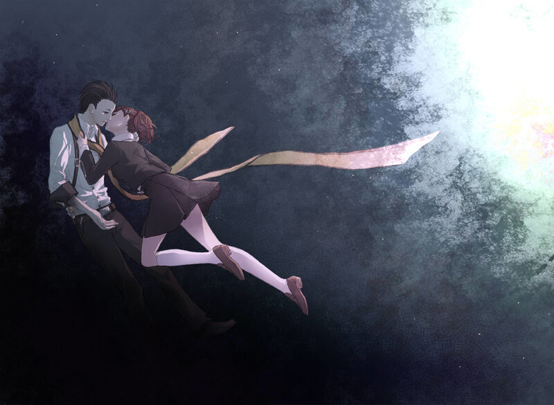 Couple Kissing in Space — Dark Blue