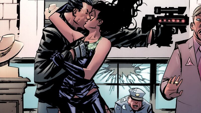 Couple Kissing in Store