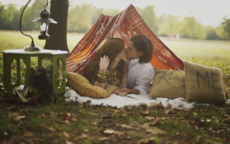 Couple Kissing in Tent