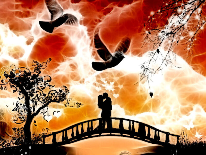 Couple kissing on a bridge
