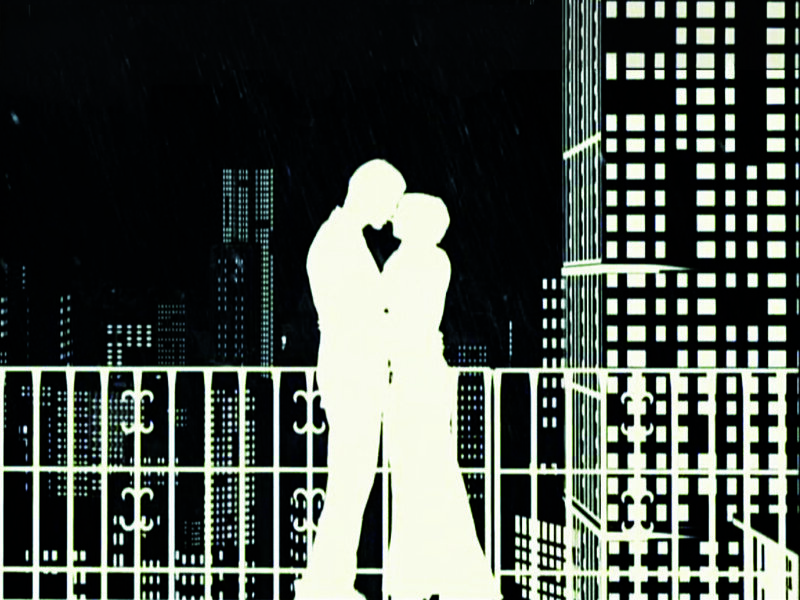 Couple Kissing on Balcony — White
