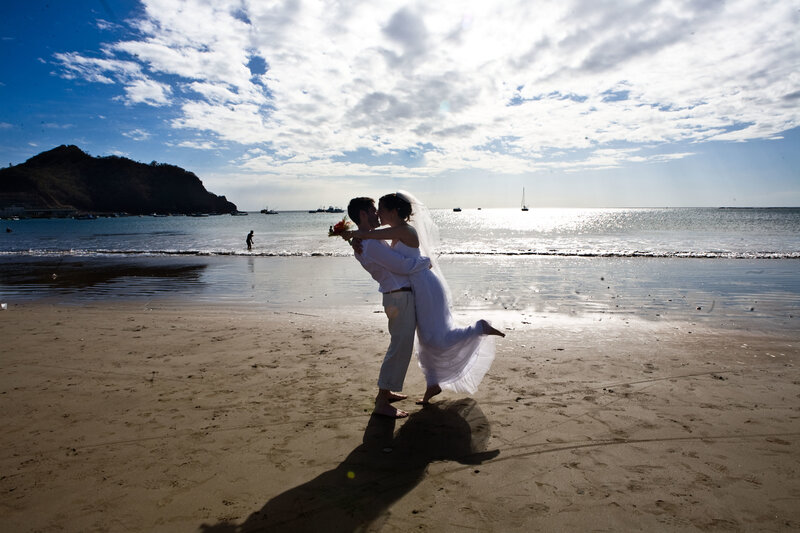 Couple Kissing on Beach — Blue, Romantic
