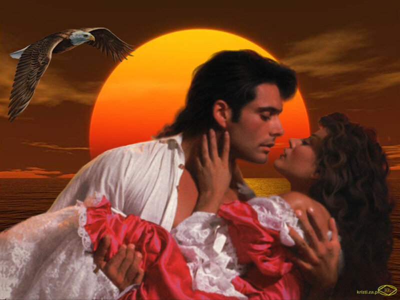 Couple Kissing on Beach — Orange, Dramatic, Sunset