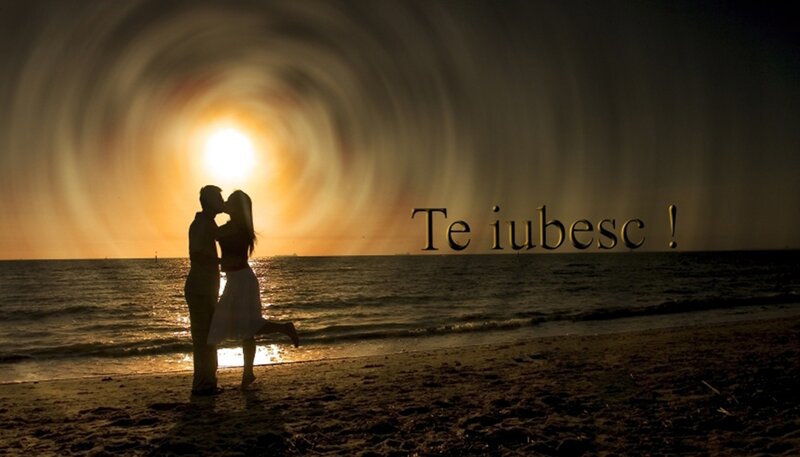 Couple Kissing on Beach — Orange, Romantic, Sunset