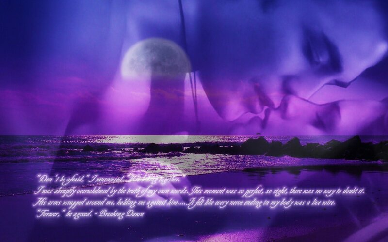 Couple Kissing on Beach — Purple, Romantic