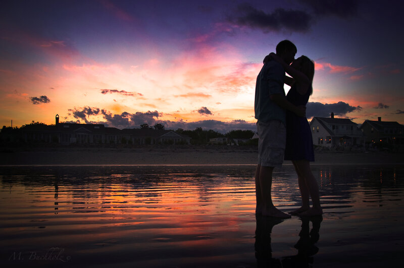 Couple Kissing on Beach — Purple