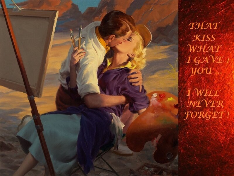 Couple Kissing on Beach — Red