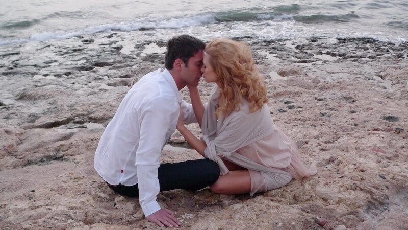 Couple Kissing on Beach — White