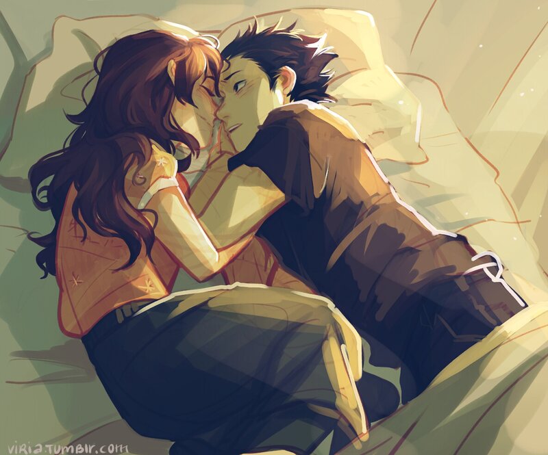 Couple Kissing on Bed — Yellow