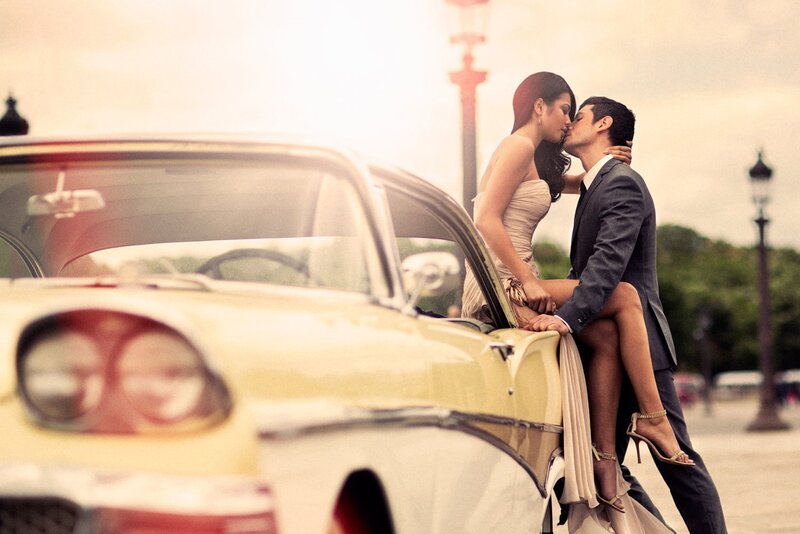 Couple Kissing on Car