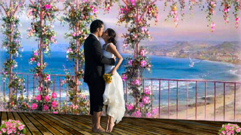 Couple Kissing on Deck