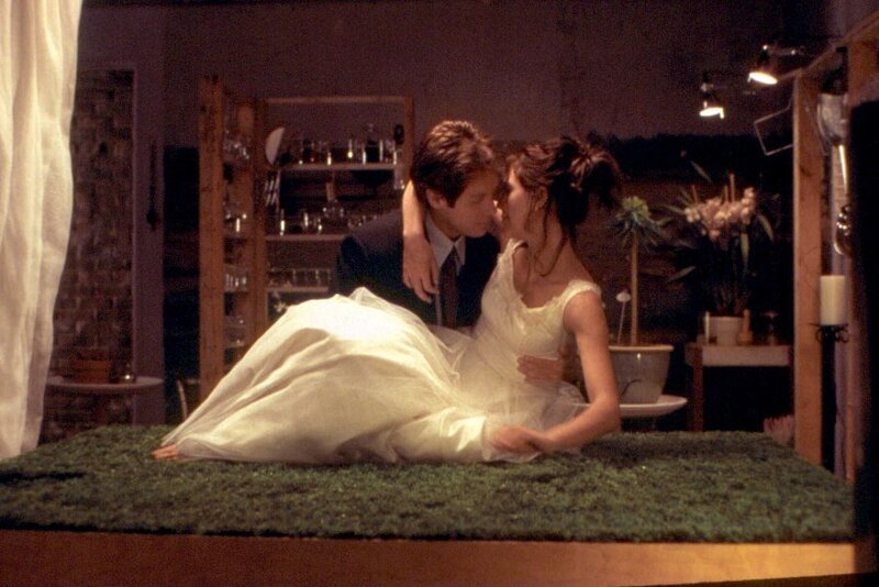 Couple Kissing on Grass — White