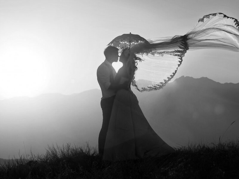 Couple Kissing on Hill — Black