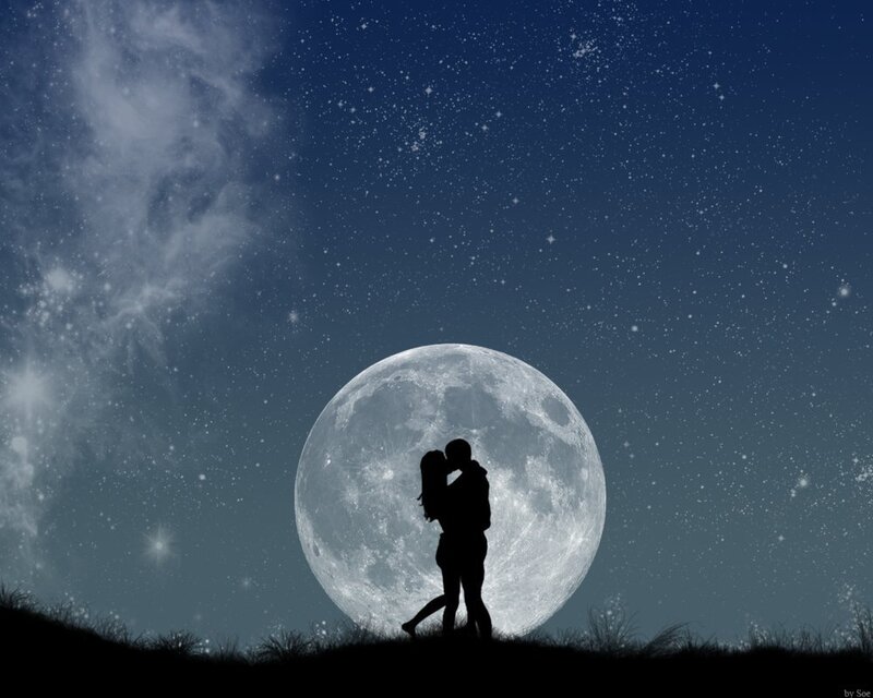 Couple Kissing on Hill — Blue