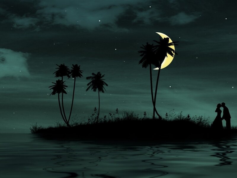 Couple Kissing on Island — Black