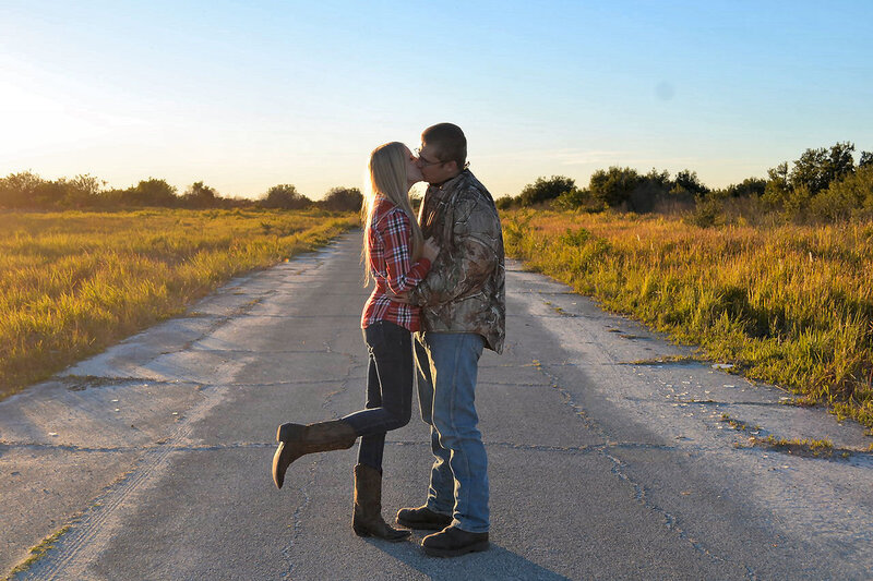 Couple Kissing on Road — Blue