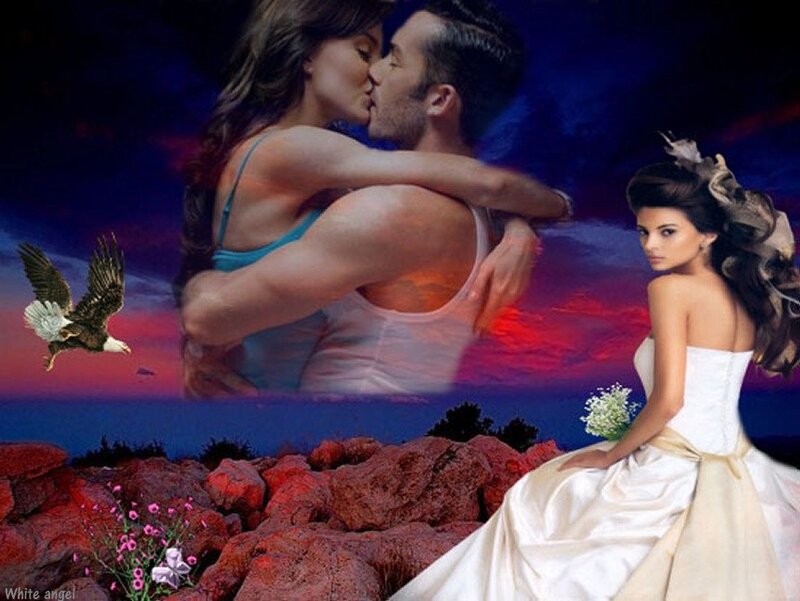 Couple Kissing on Rocks