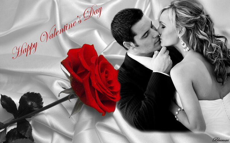Couple Kissing on Satin