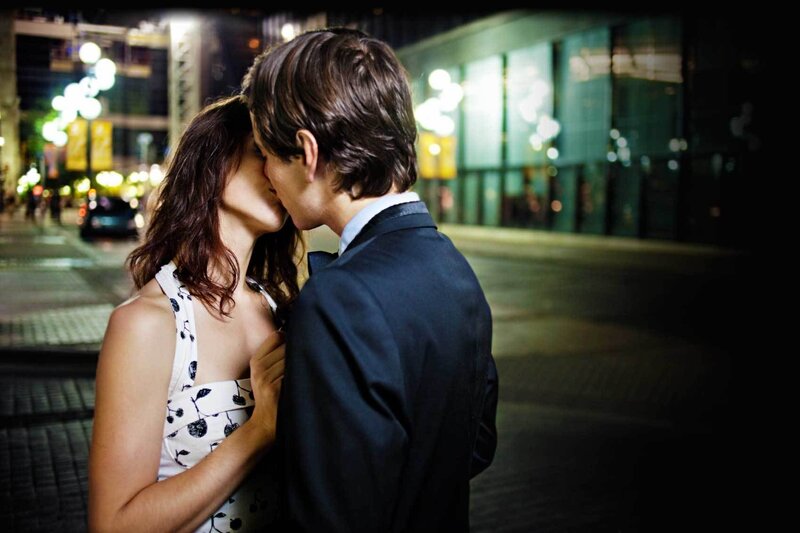 Couple Kissing on Street — Black